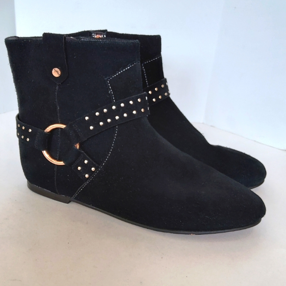 Ted Baker Sonoar stud suede leather black ankle boots